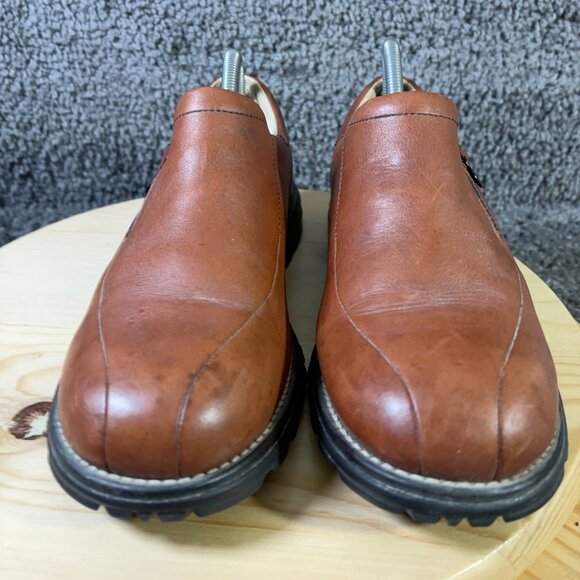 Ugg Shoes Shearling Loafer Womens Size 10 Brown Leather Sheepskin Lined Wool Zip - Picture 2 of 9